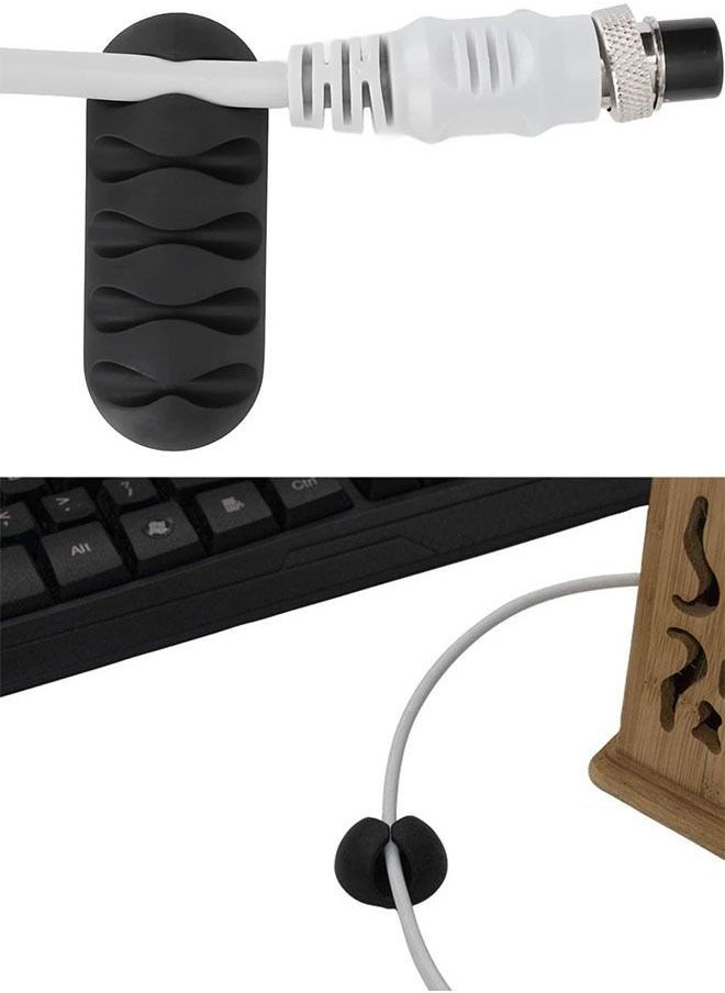 10-Piece Multifunction Cable Organizer, Adhesive Cord Holders, Cable Cords Management Cable Clips for Organizing Cable Wires-Home Office Car Desk Nightstand (Black) - Image 4